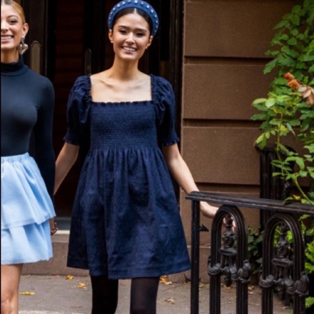 Hill House Nap Mini Dress in Athena in Navy Brocade-Limited Edition-Size M - EUC - Picture 2 of 12